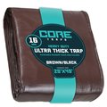 Core Tarps 45 ft x 0.5 mm H x 25 ft W Heavy Duty 16 Mil Tarp, Brown/Black, Polyethylene CT-302-25X45